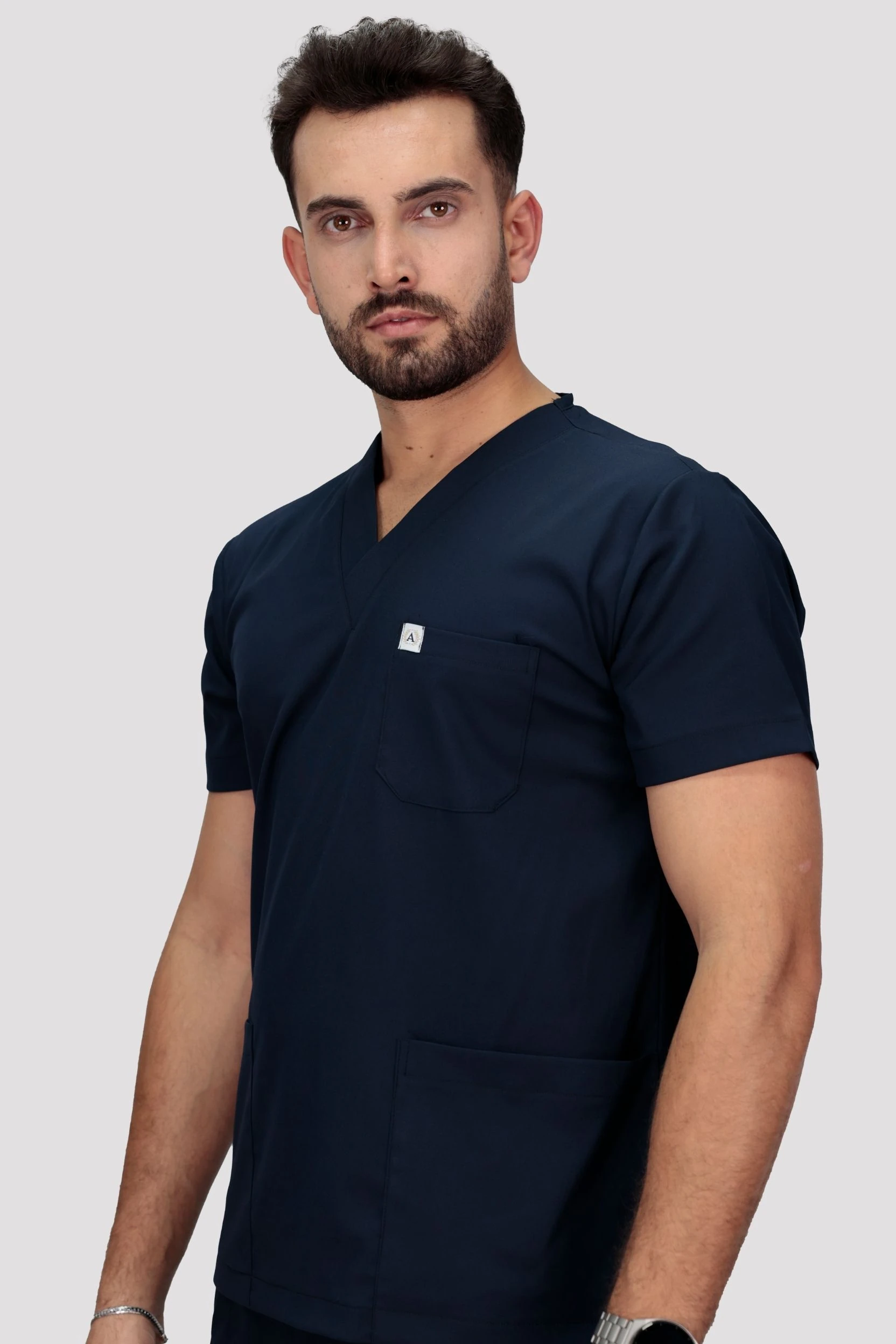 Classic Erkek Tek Üst Hastane Üniforması - Lacivert