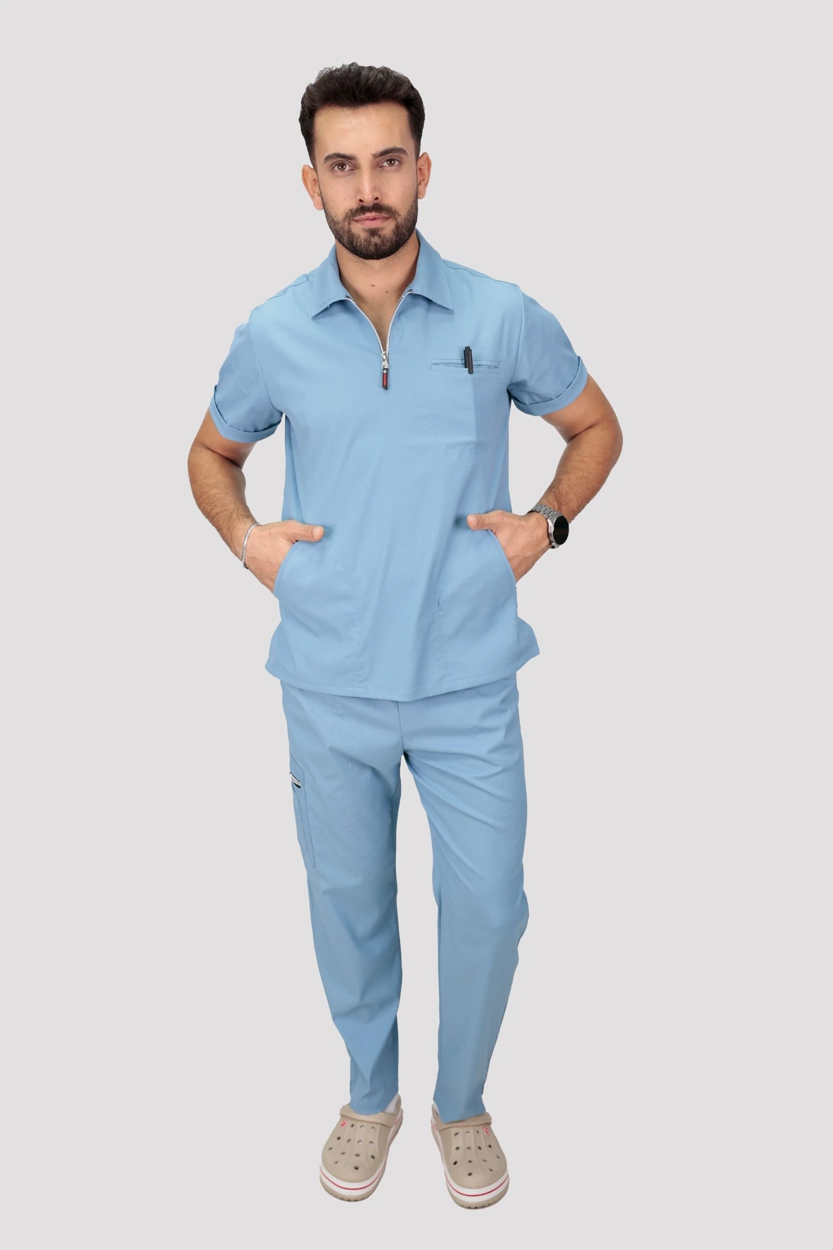 Epione Erkek Hastane Üniforması - Buz Mavisi