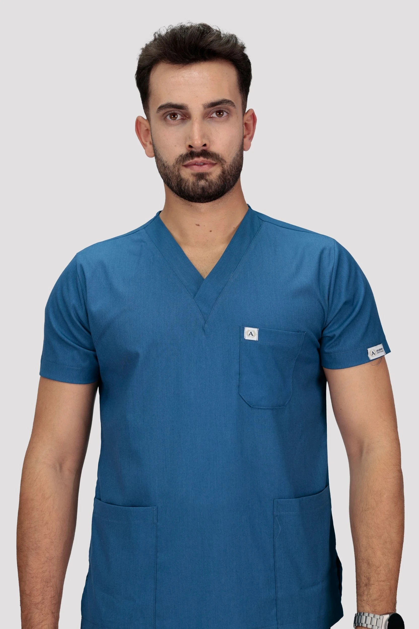Classic Erkek Tek Üst Hastane Üniforması - İndigo