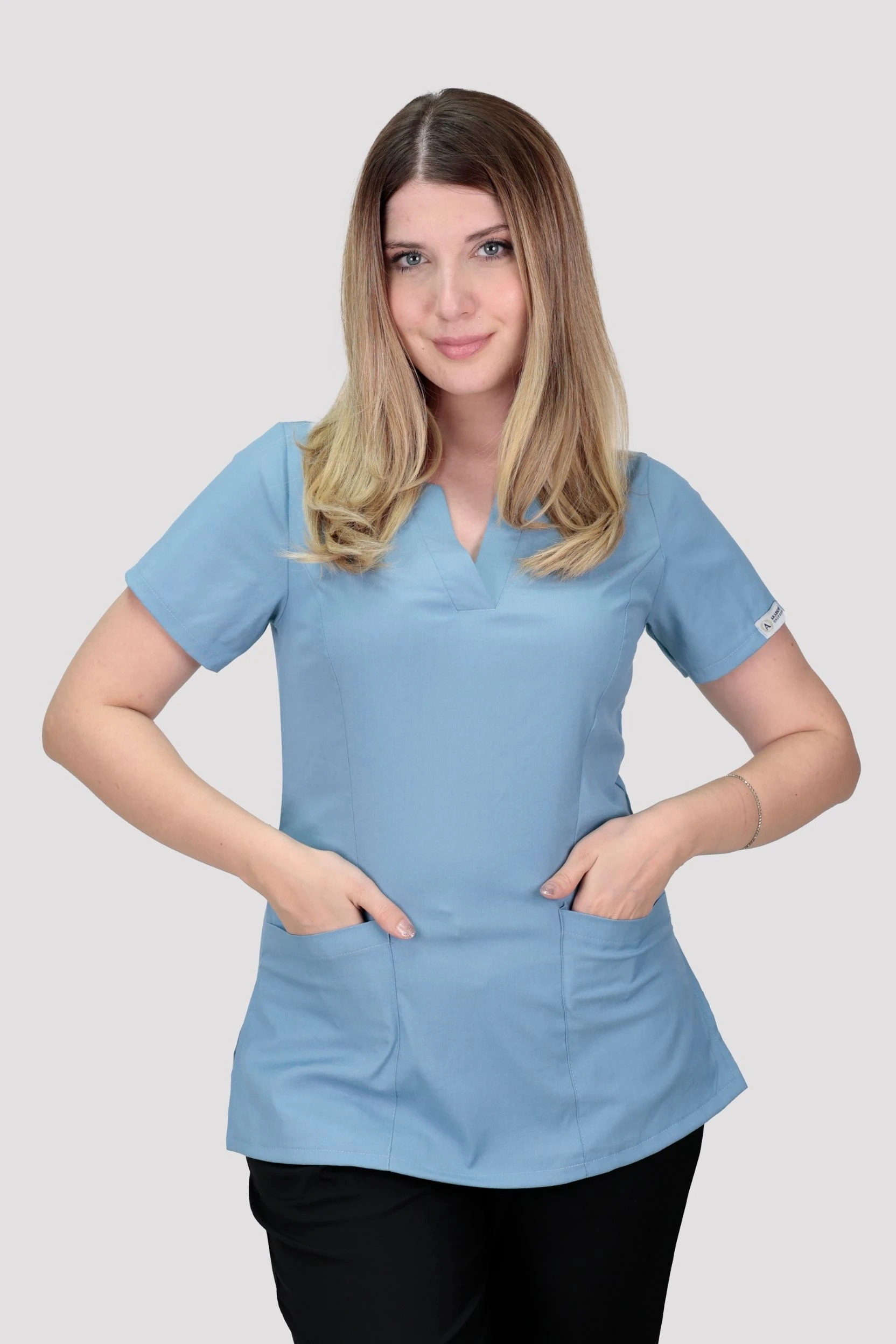 Healflex Kadın Tek Üst Hastane Üniforması - Buz Mavisi