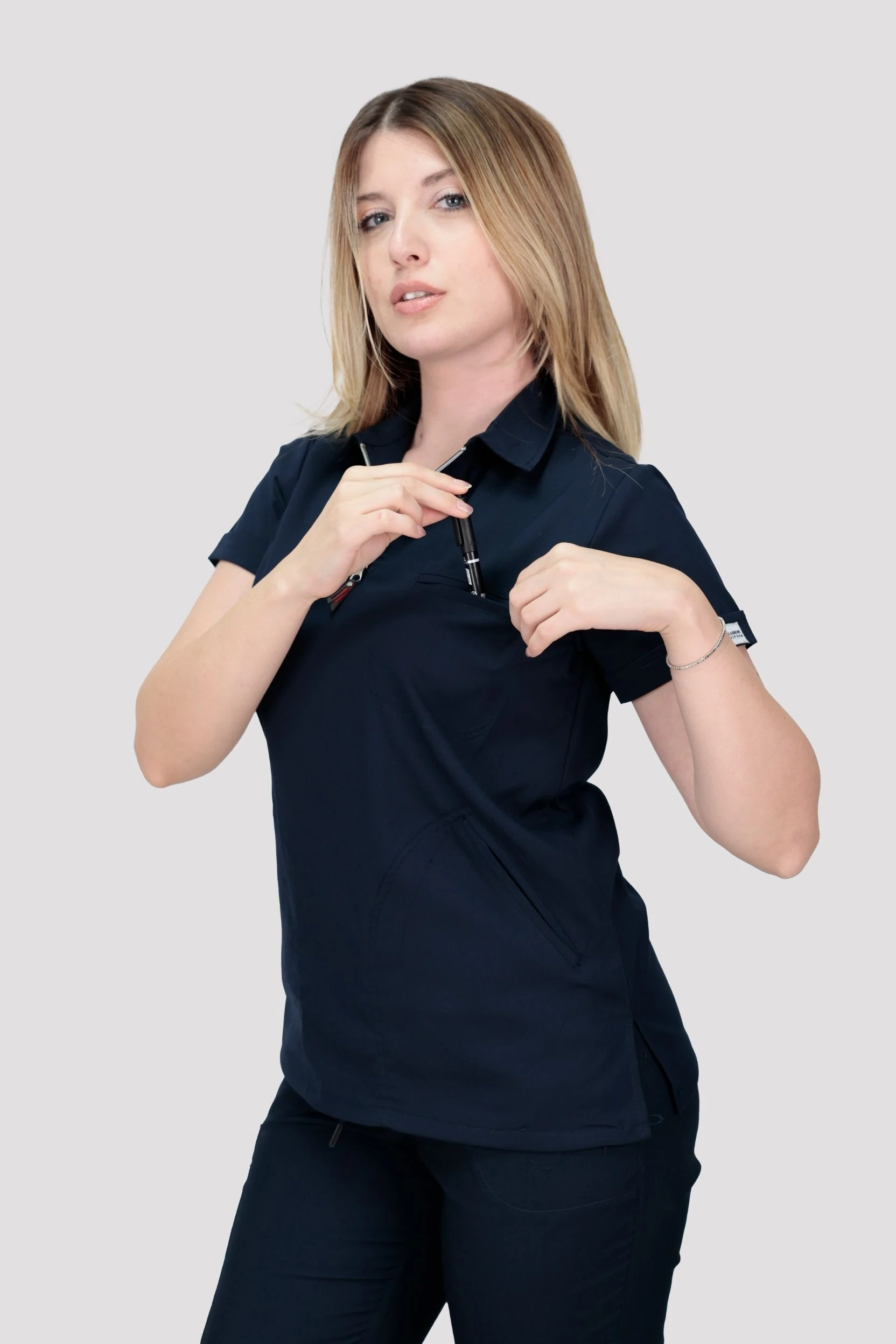 Epione Kadın Tek Üst Hastane Üniforması - Lacivert