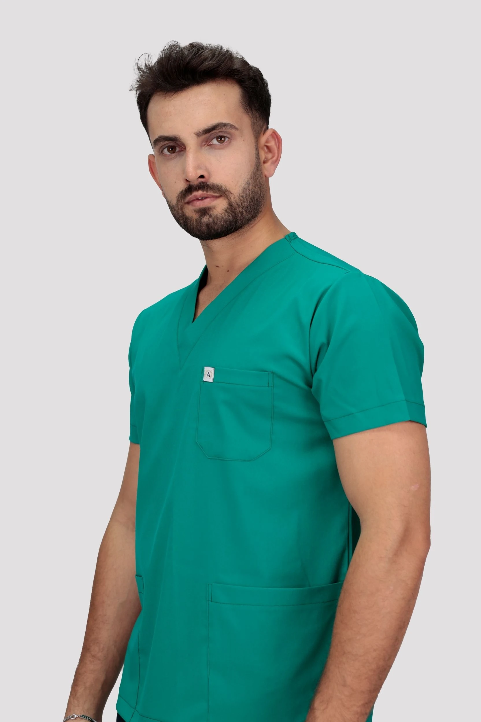 Classic Erkek Tek Üst Hastane Üniforması - Ameliyathane Yeşili