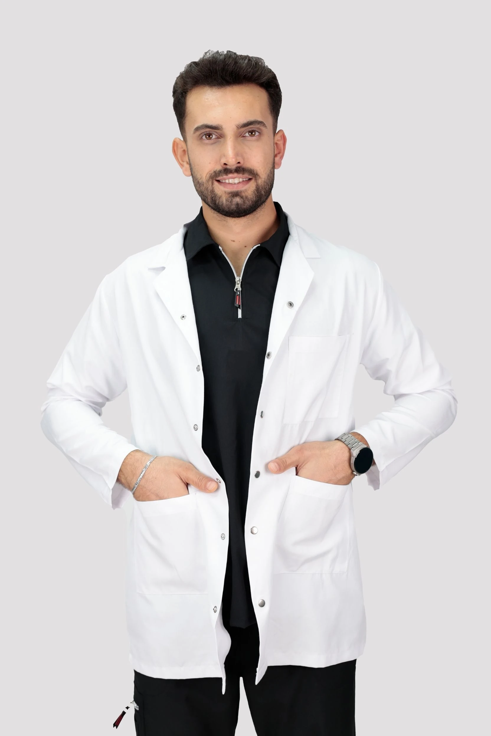 Erkek Uzun Kollu Doktor Hemşire Öğretmen Laboratuvar Önlüğü