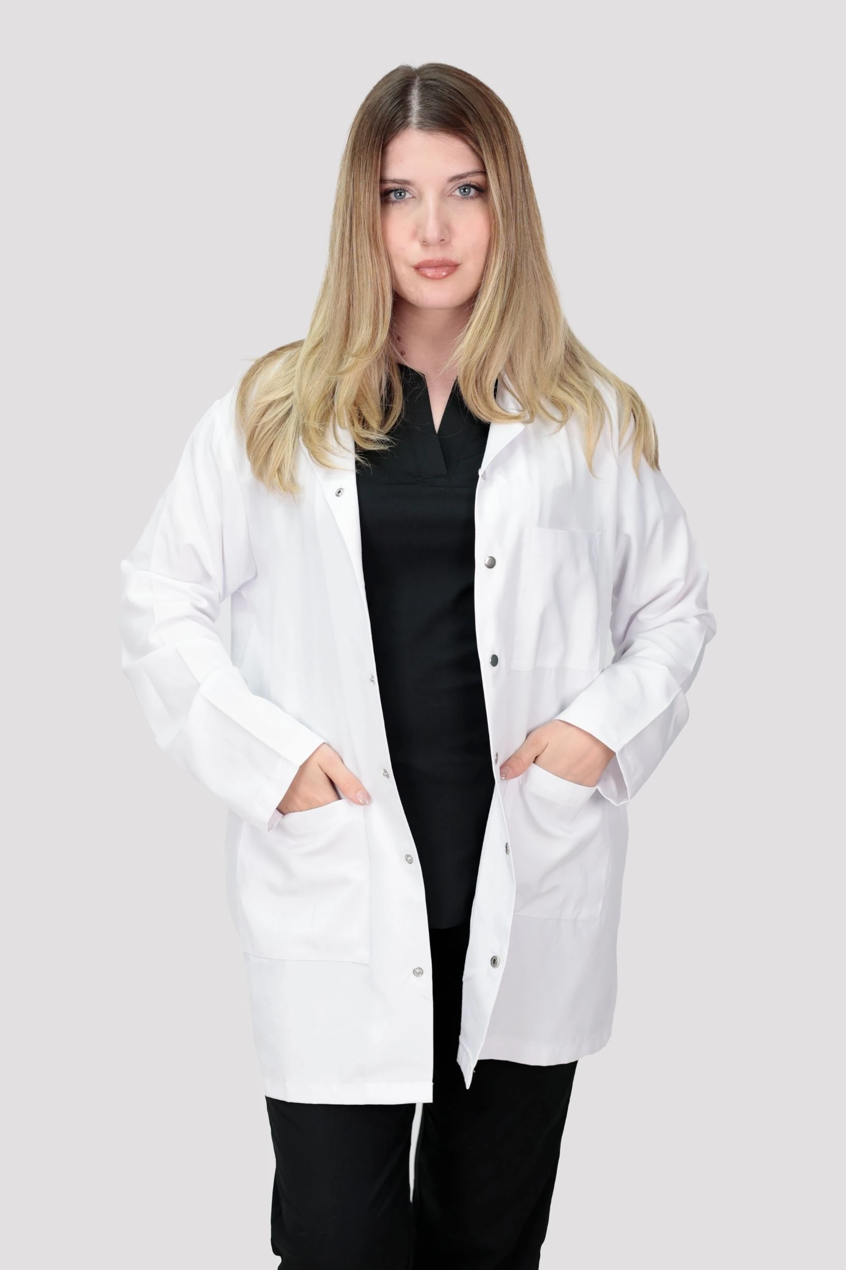 Kadın Uzun Kollu Doktor Hemşire Öğretmen Laboratuvar Önlüğü