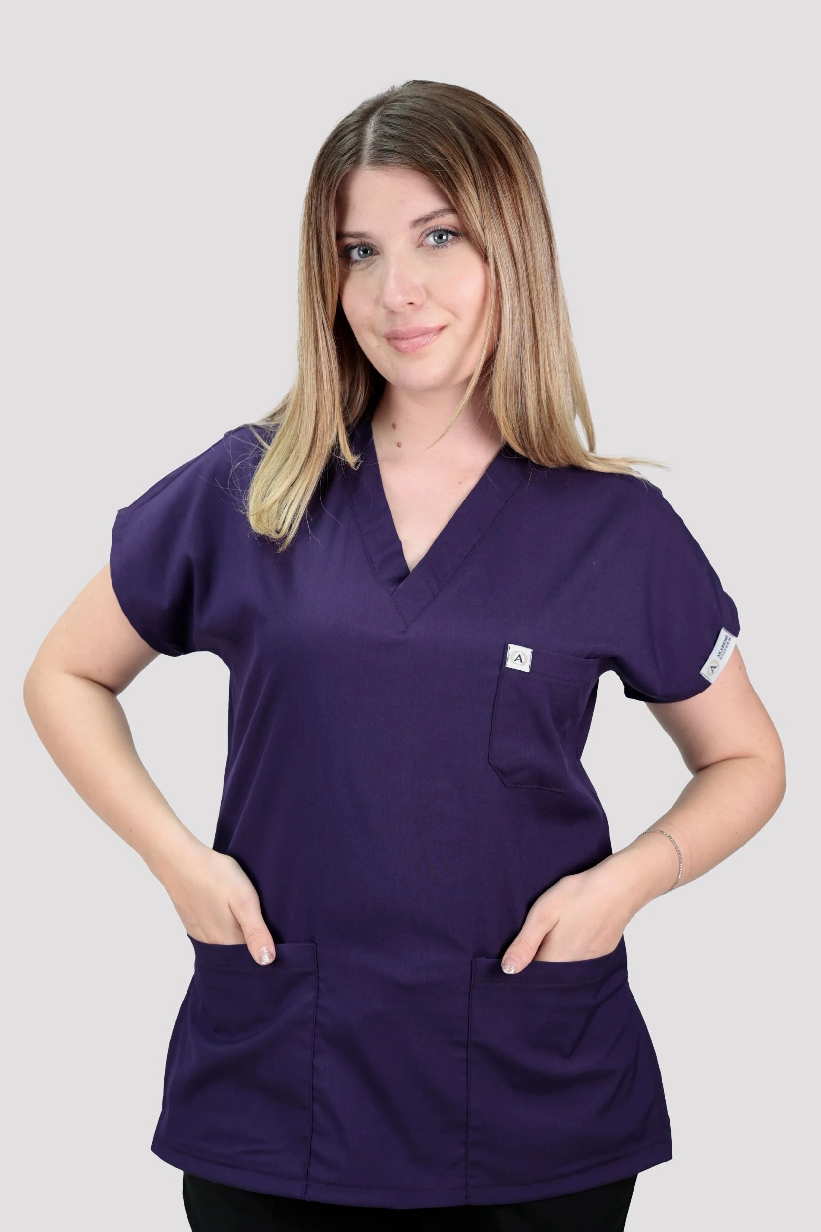 Classic Kadın Tek Üst Hastane Üniforması - Mor