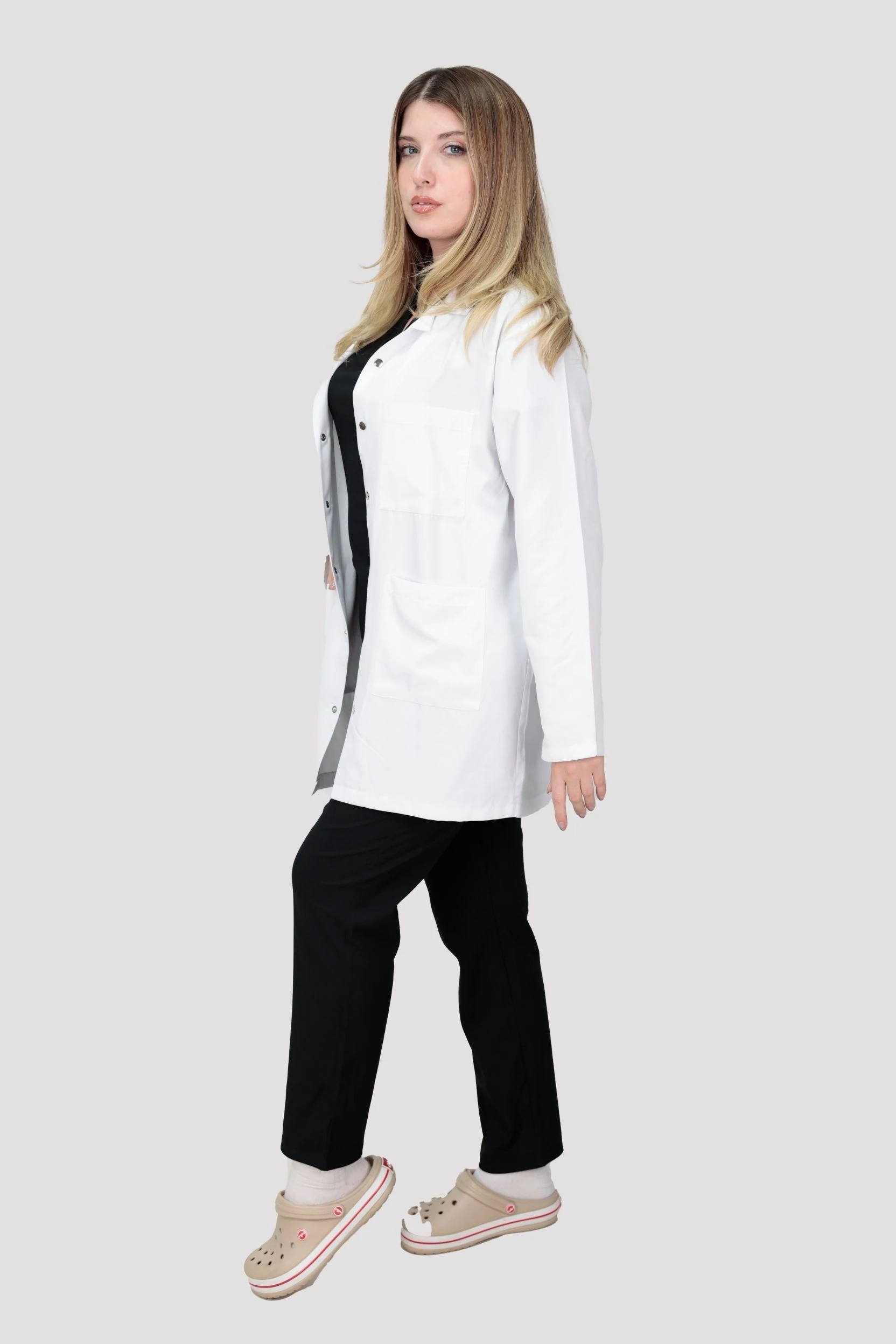 Kadın Uzun Kollu Doktor Hemşire Öğretmen Laboratuvar Önlüğü