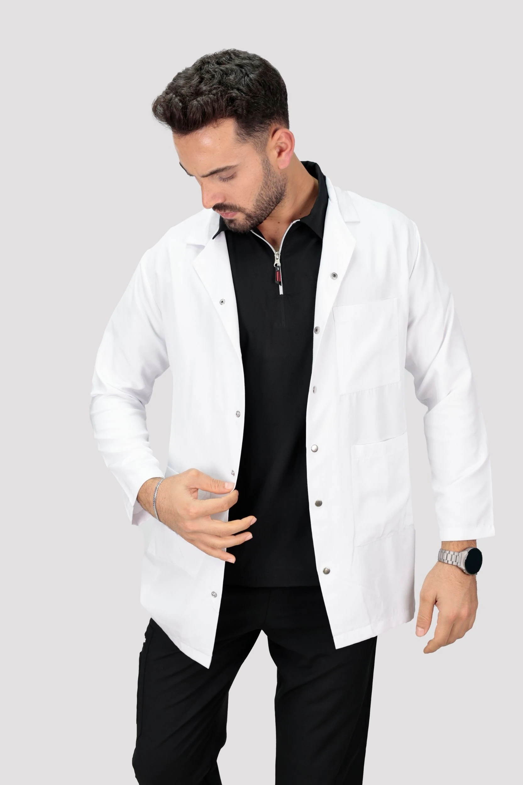 Erkek Uzun Kollu Doktor Hemşire Öğretmen Laboratuvar Önlüğü