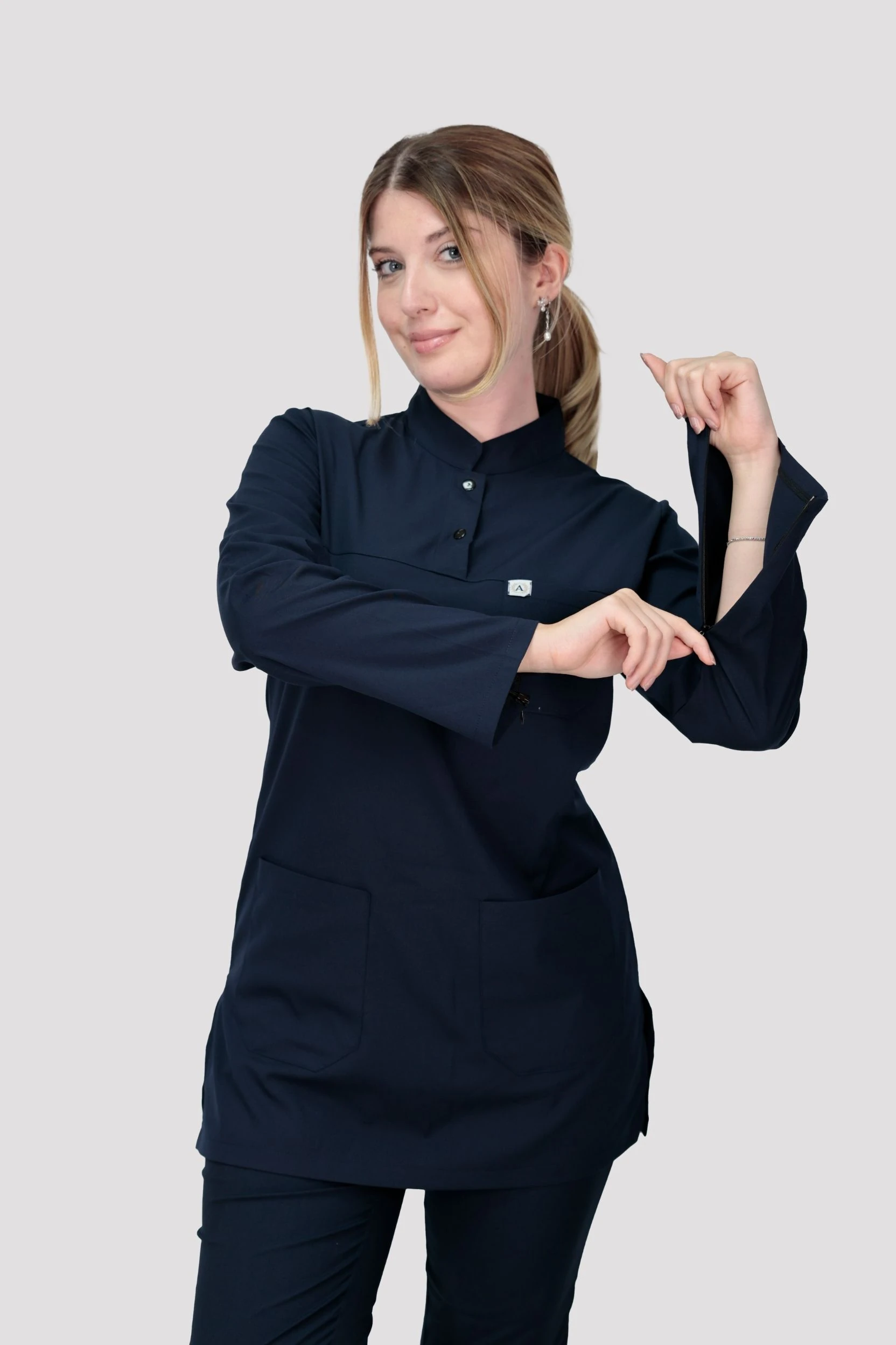 Tesettür Tek Üst Hastane Üniforması - Lacivert