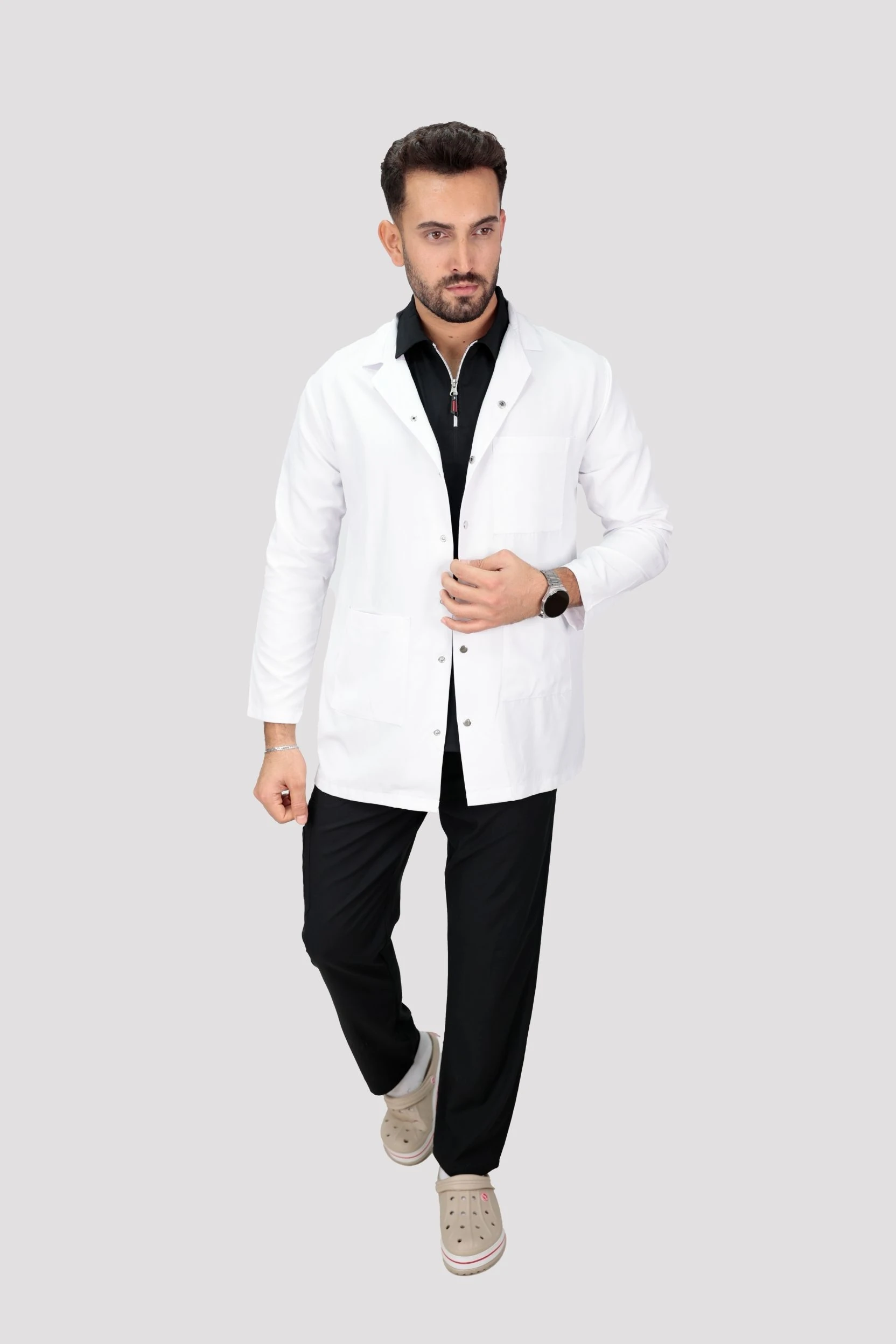 Erkek Uzun Kollu Doktor Hemşire Öğretmen Laboratuvar Önlüğü