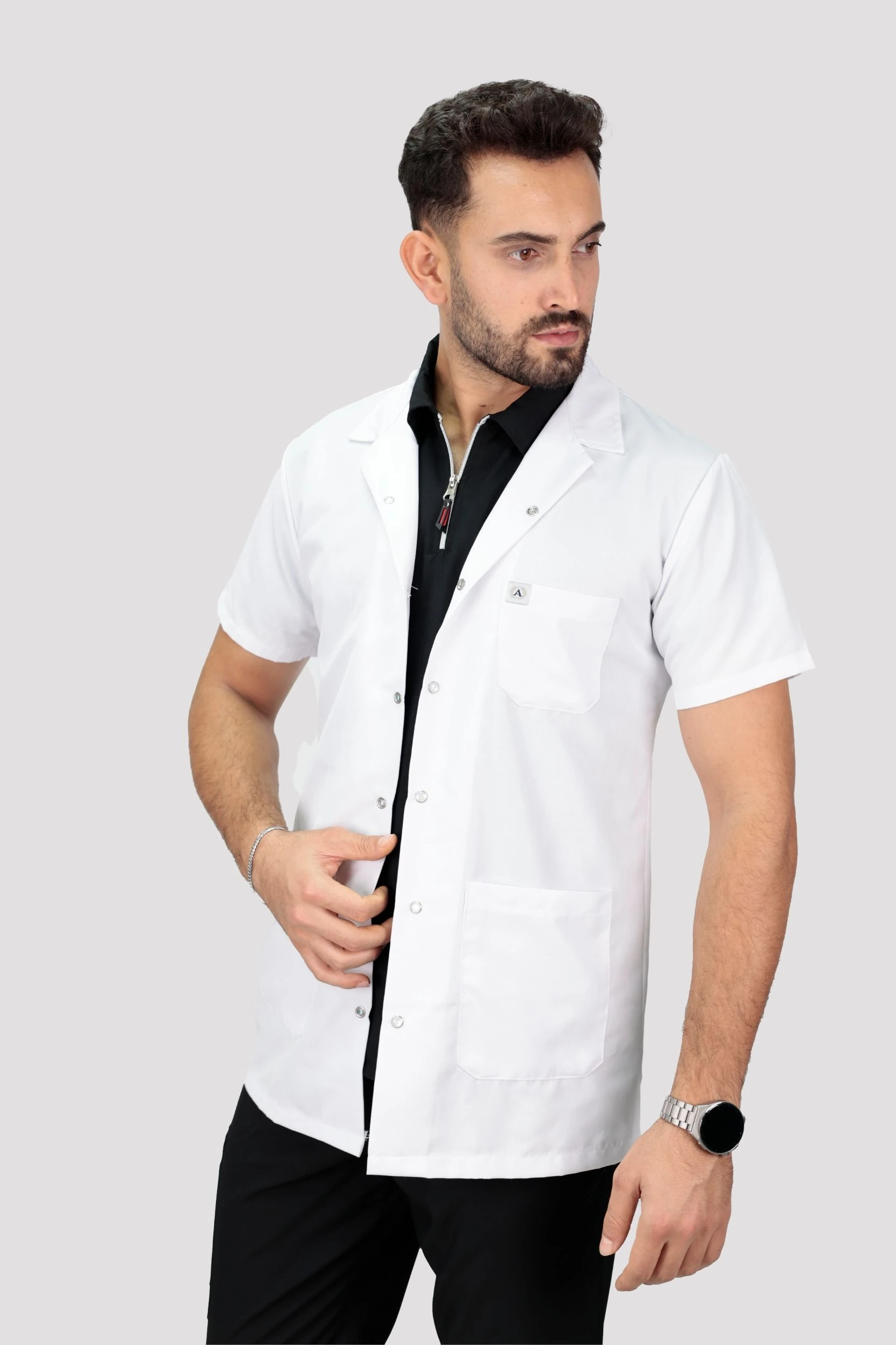 Erkek Kısa Kollu Doktor Hemşire Öğretmen Laboratuvar Önlüğü