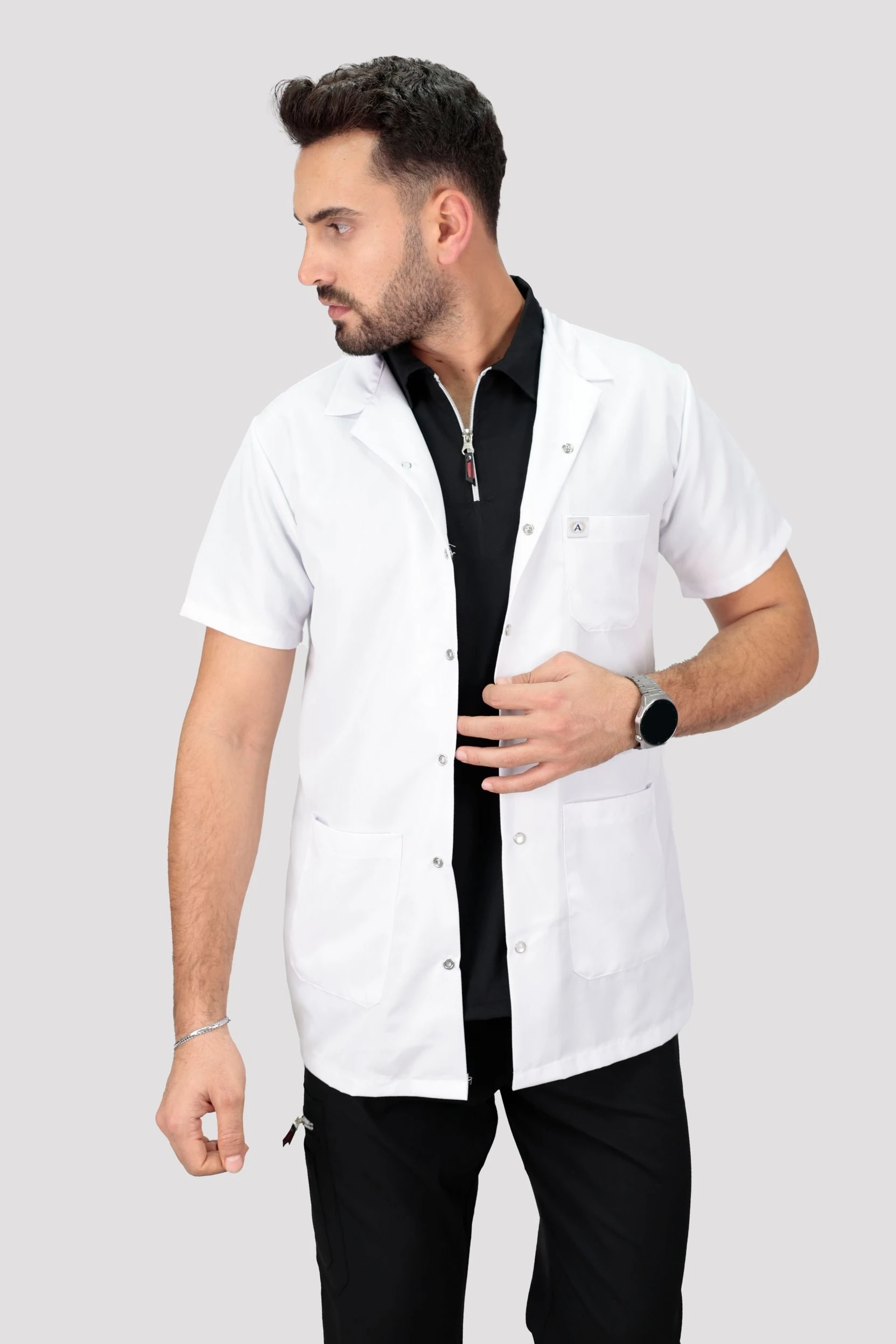 Erkek Kısa Kollu Doktor Hemşire Öğretmen Laboratuvar Önlüğü