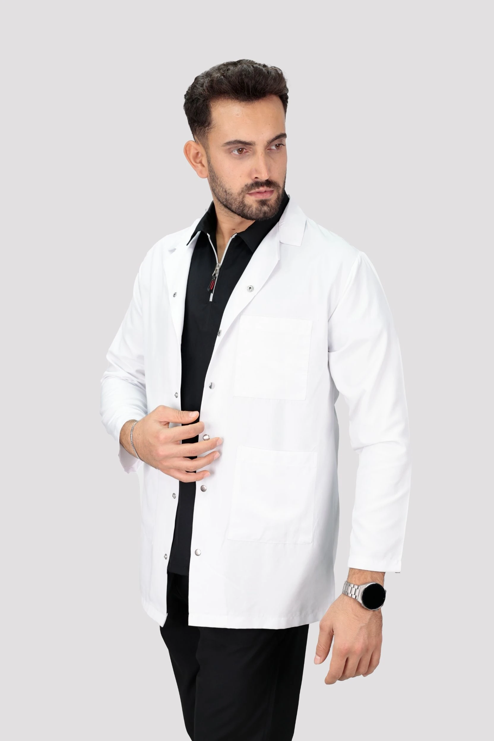 Erkek Uzun Kollu Doktor Hemşire Öğretmen Laboratuvar Önlüğü