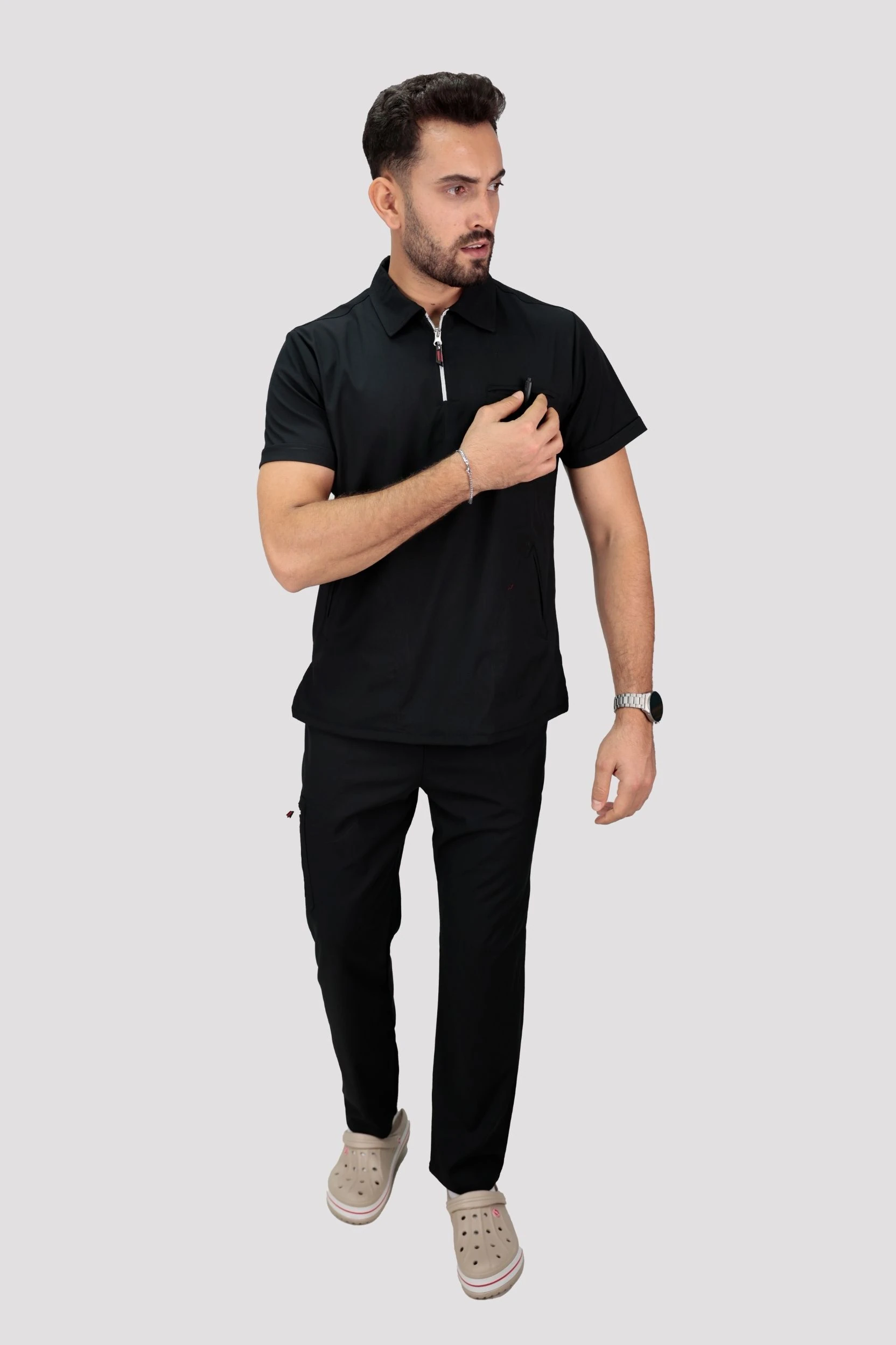 Epione Erkek Hastane Üniforması - Siyah