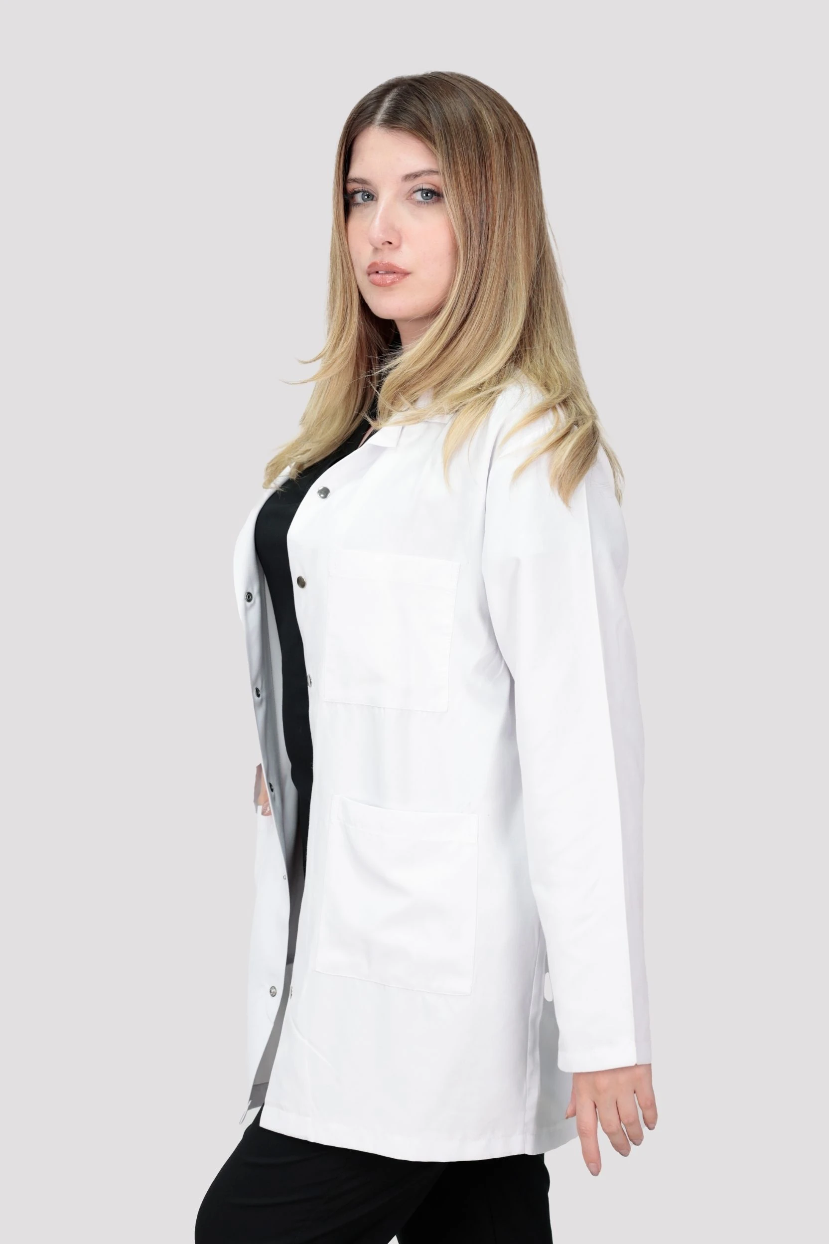 Kadın Uzun Kollu Doktor Hemşire Öğretmen Laboratuvar Önlüğü