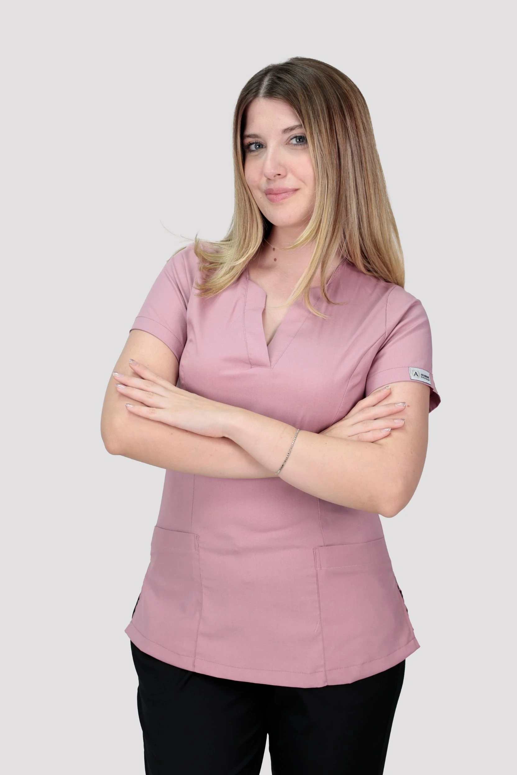 Healflex Kadın Tek Üst Hastane Üniforması - Gül Kurusu