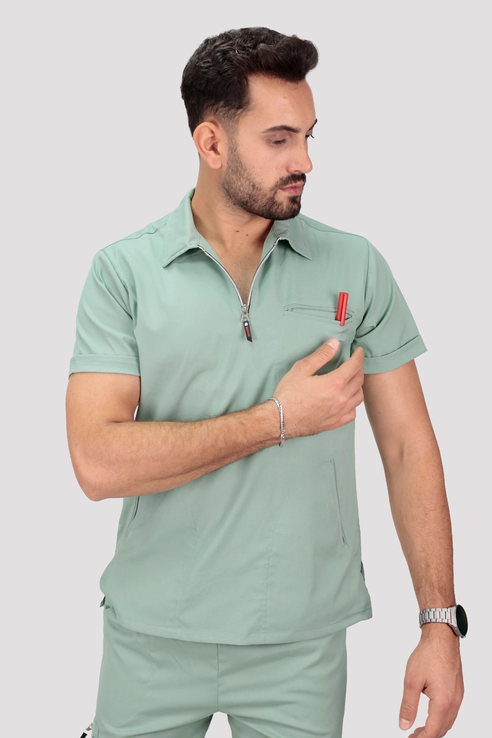 Epione Erkek Tek Üst Hastane Üniforması - Mint Yeşili