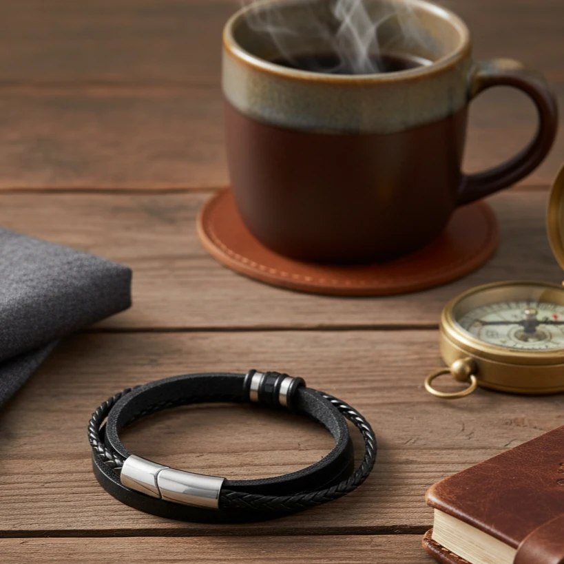 Expresia Siyah Hakiki Deri Bileklik