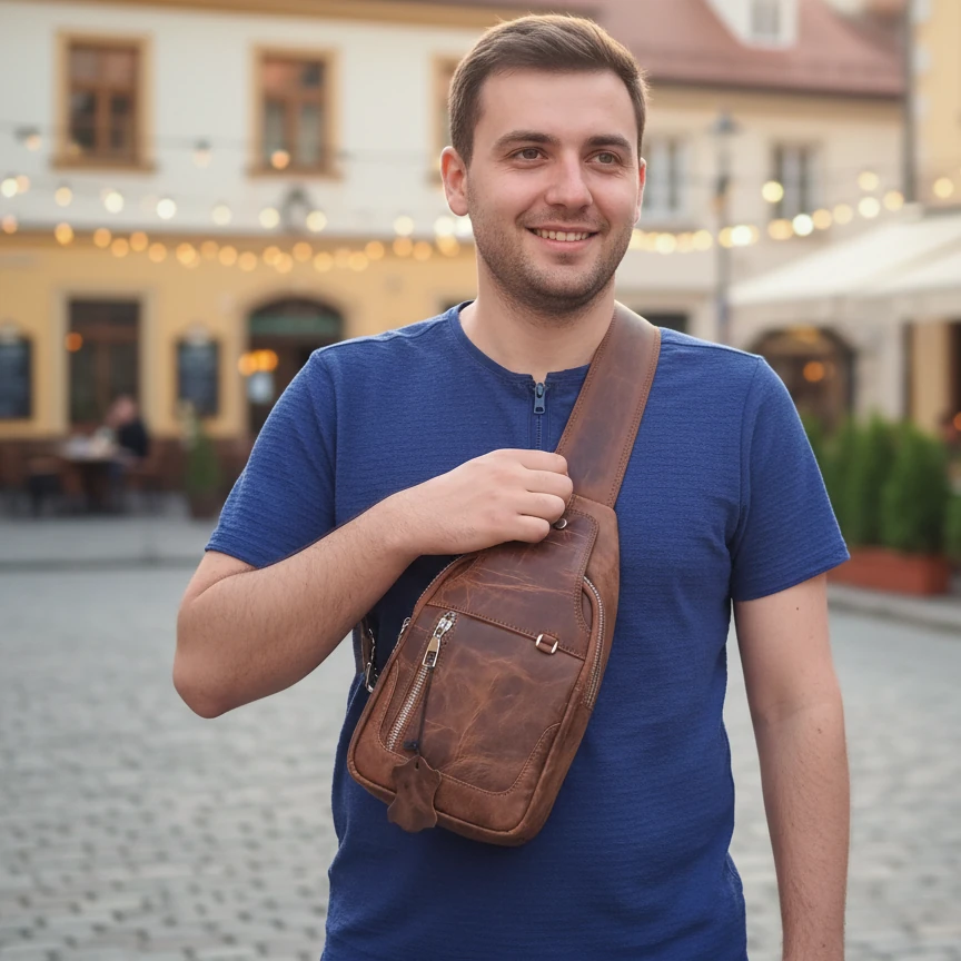 Vinto Eskitmeli Deri Body Bag Canta