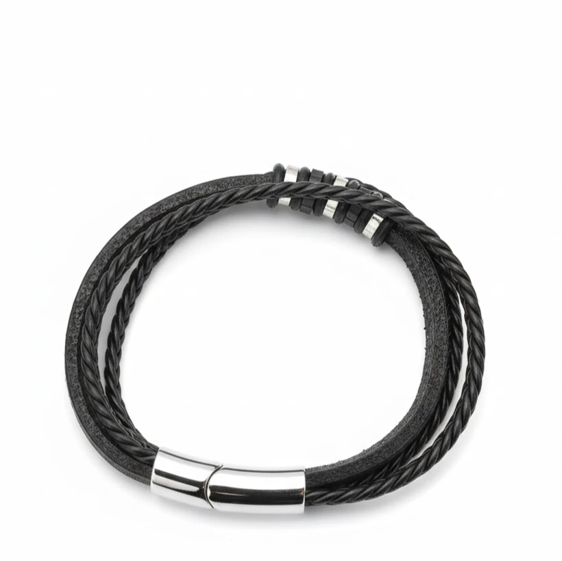 Expresia Siyah Hakiki Deri Bileklik