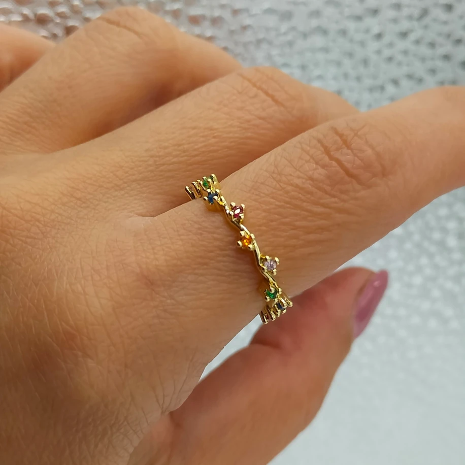 Gold Renkli Zirkon Taşlı Yüzük image