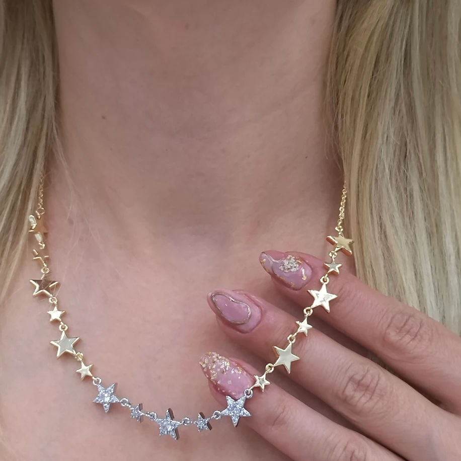 Gold Silver Yıldız Kolye image