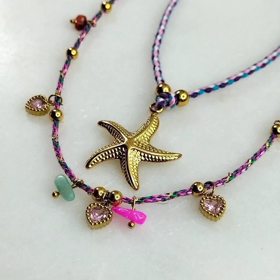 Gold Çelik Örme İp İki Kolye Kombin