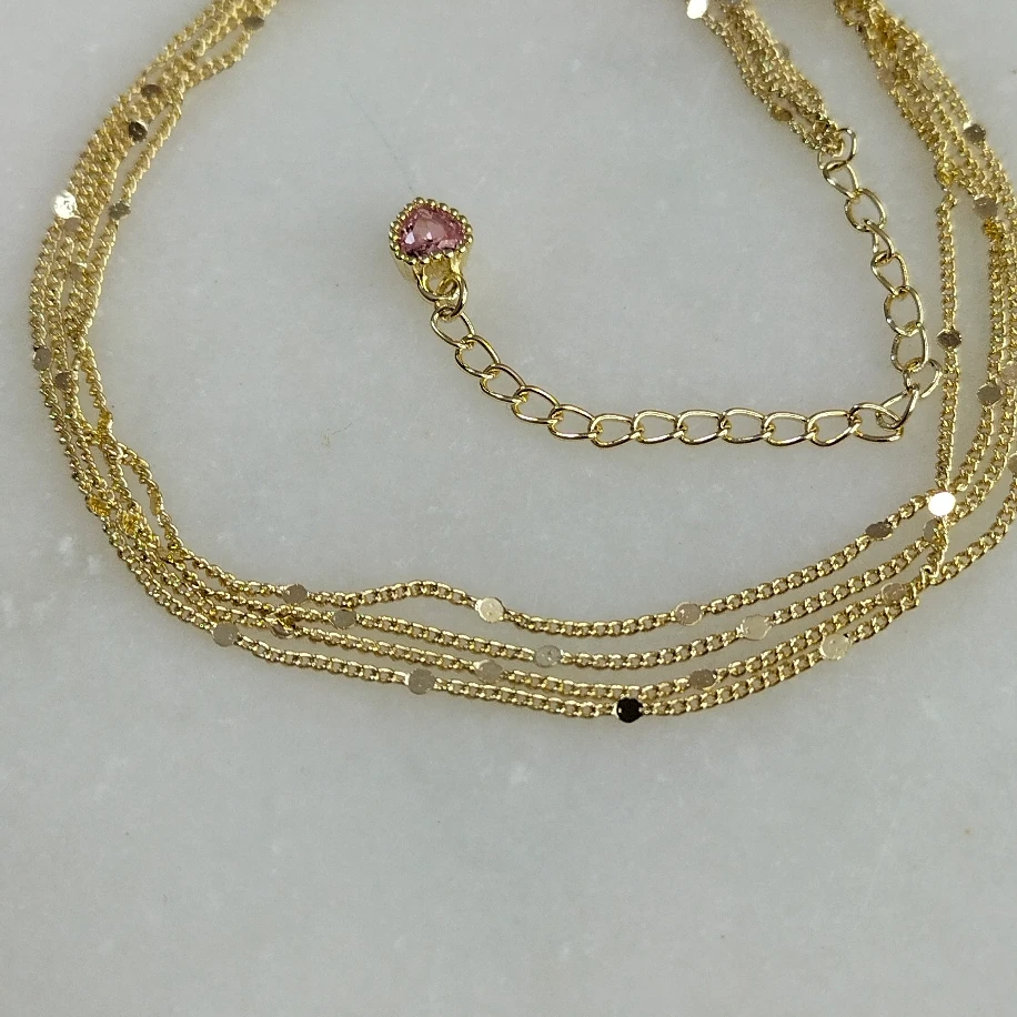 Gold Dört Sıra Mini Pullu Halhal