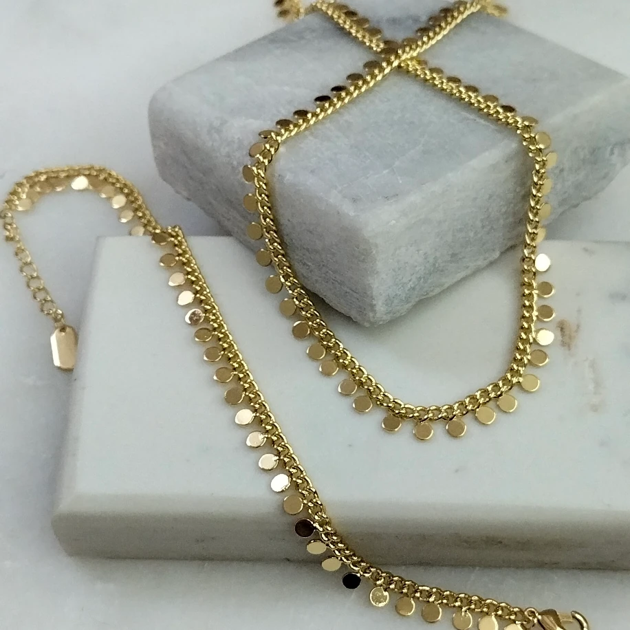 Gold Pullu Kolye Bileklik Takım