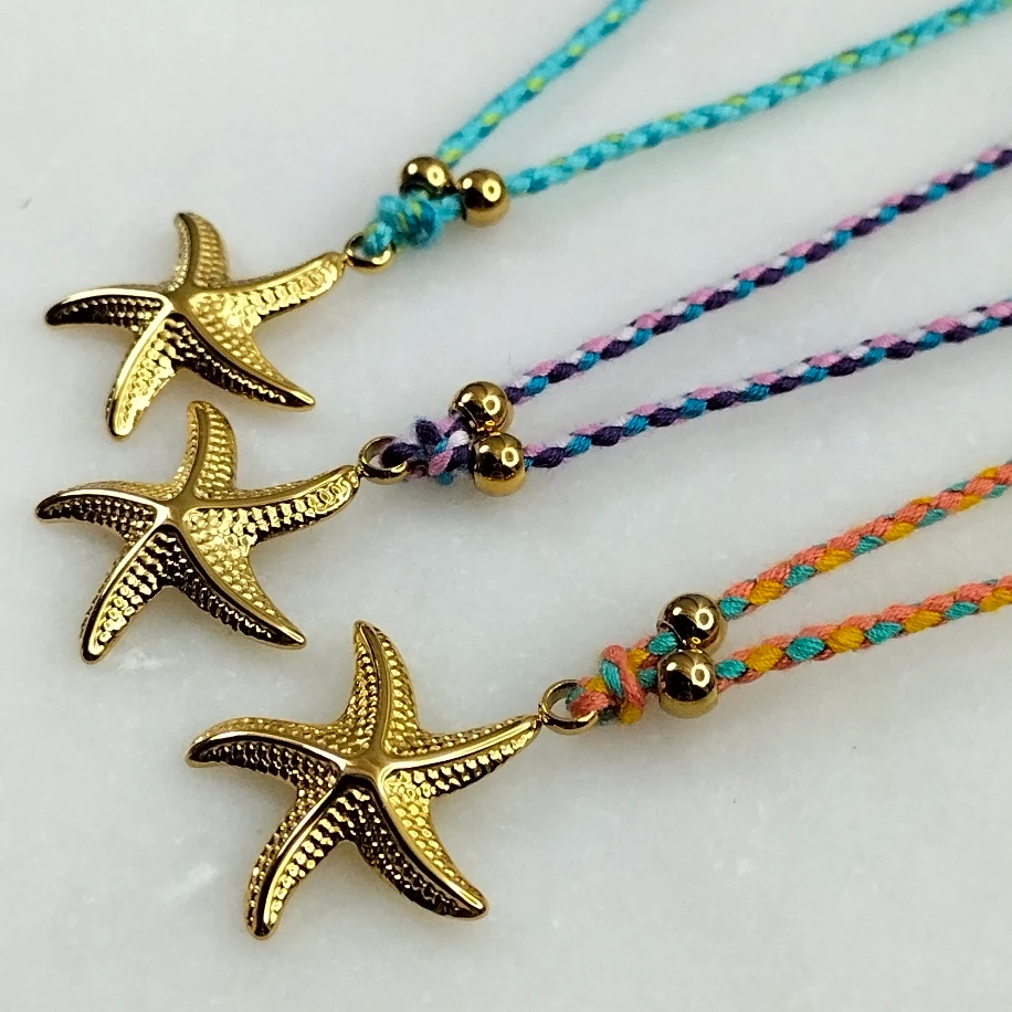 Gold Çelik Örme İp Deniz Yıldızı Kolye image