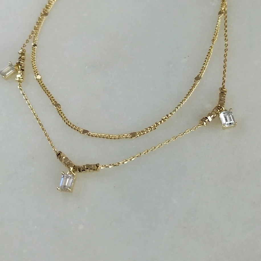 Gold Çift Sıra Kristal Taşlı Halhal