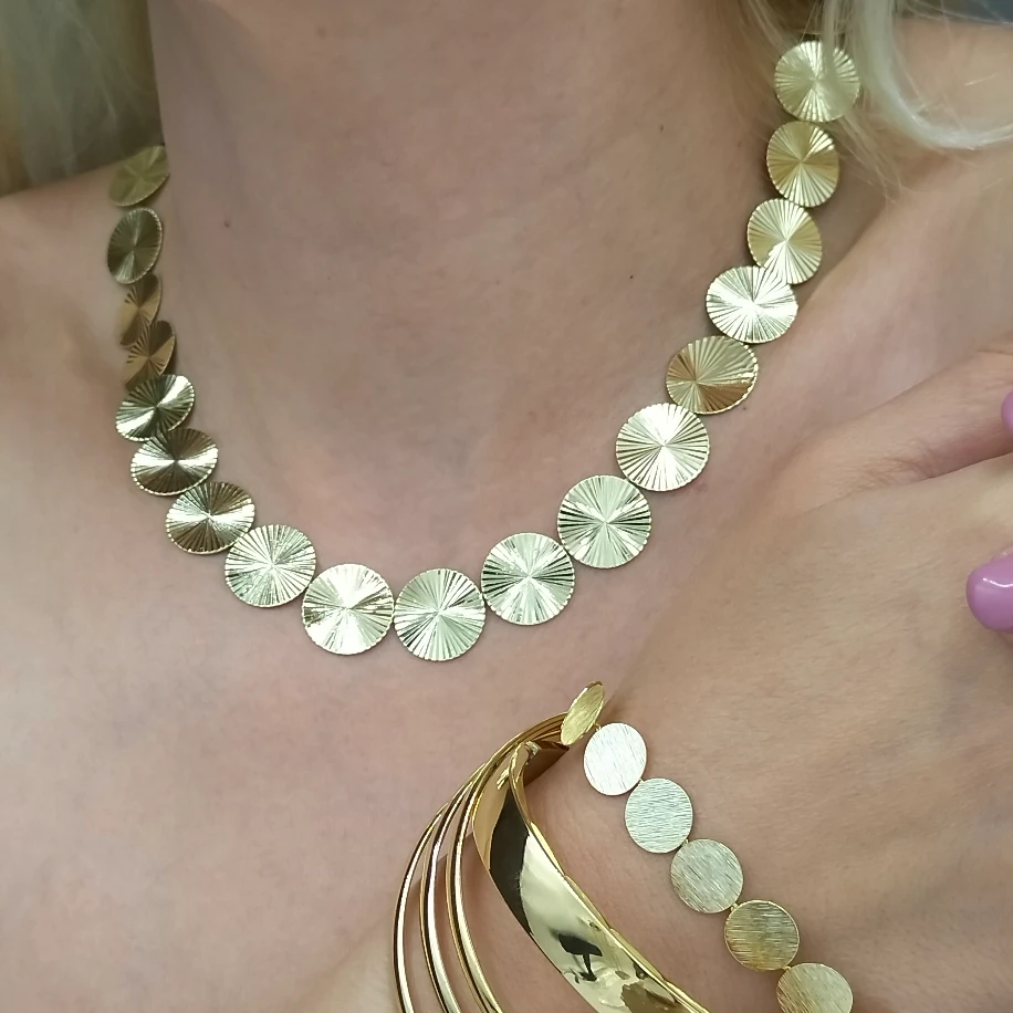 Gold Lazer Plaka Kolye