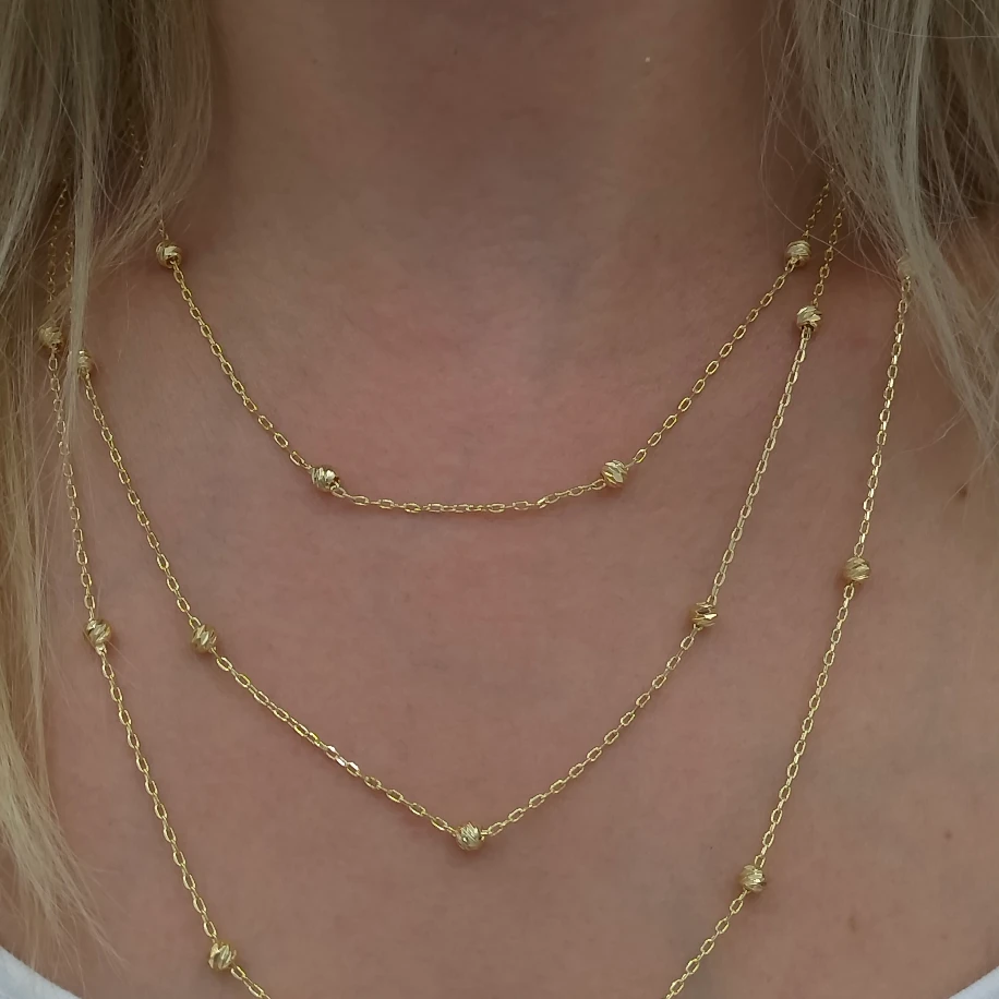 Gold Tek Kilitte Üçlü Kolye image