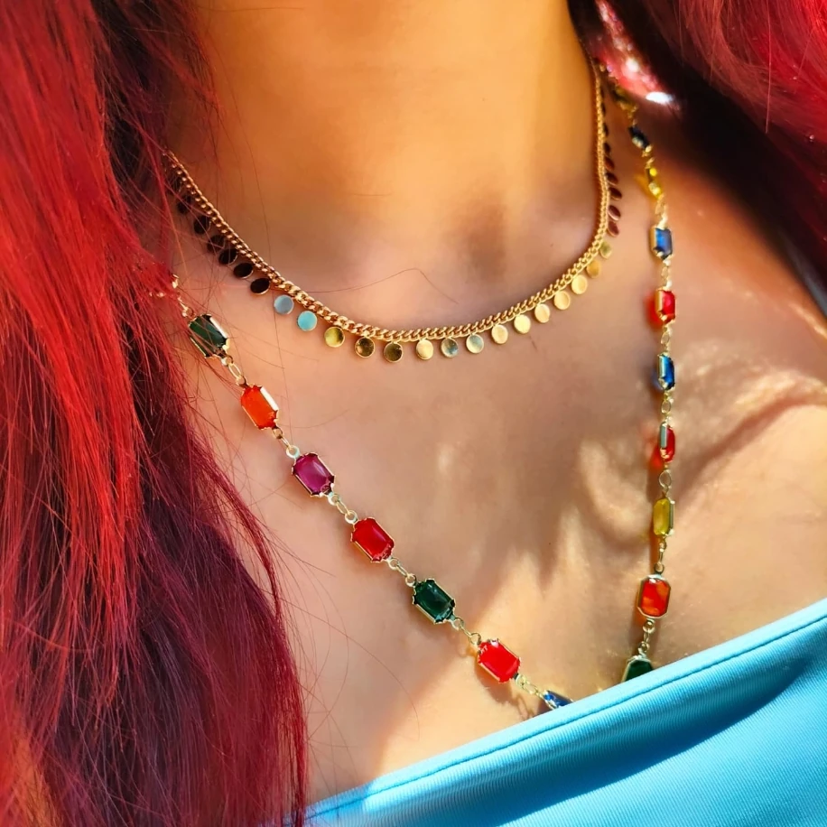 Gold Çelik Y Kolye ve Pullu Kolye Kombin