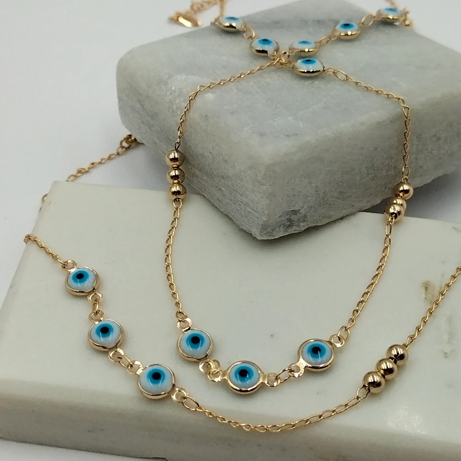 Gold Kısa Boy Kolye Bileklik Takım image