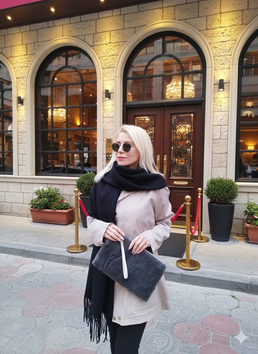 Peluş Siyah Portföy Çanta 