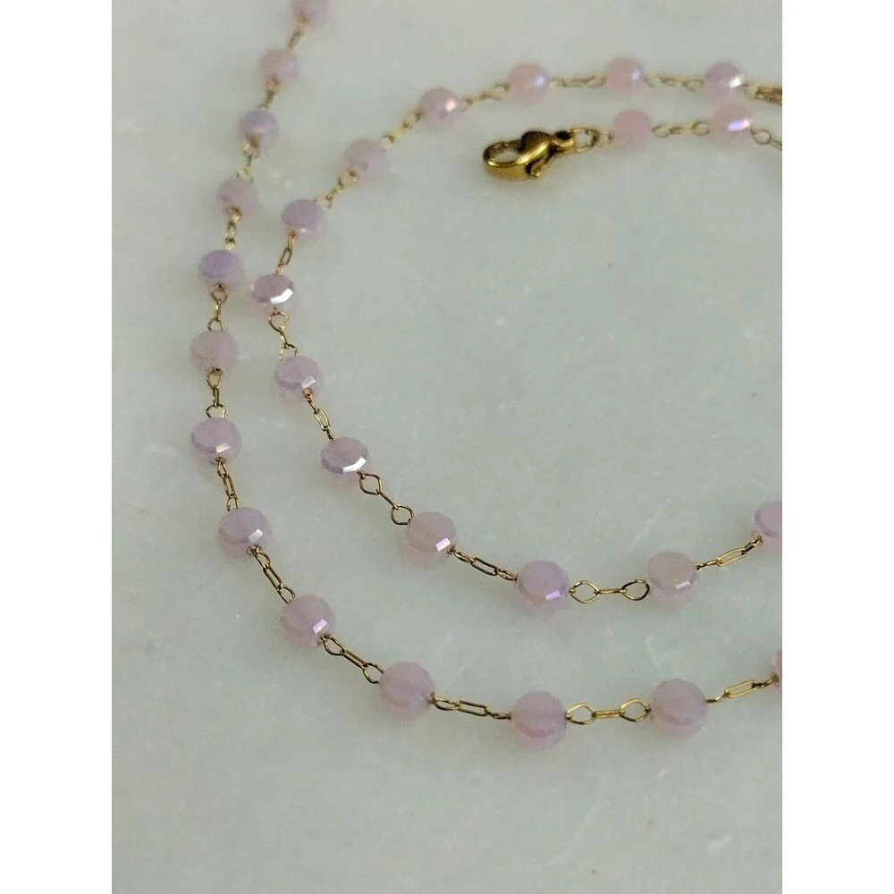 Gold Toz Pembe Kolye Halhal Takım image