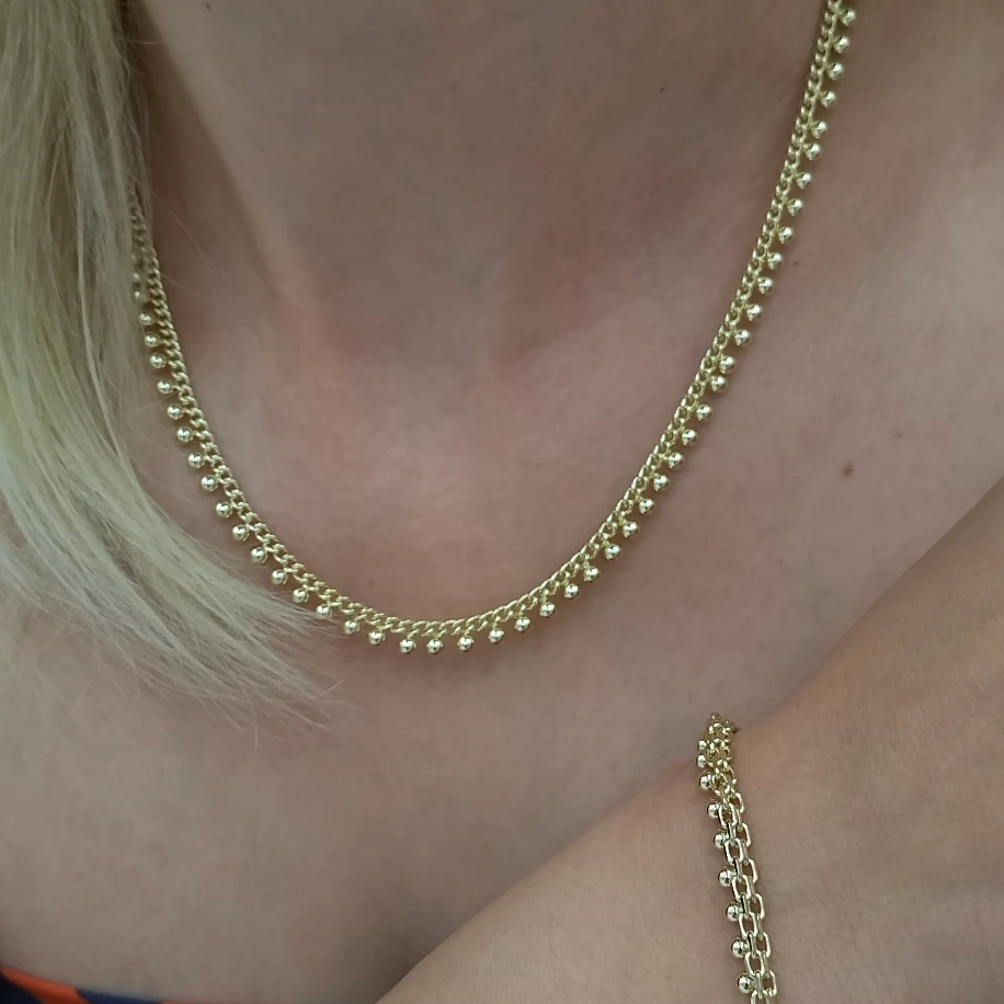 Gold Topçuklu Kolye Bileklik Takım