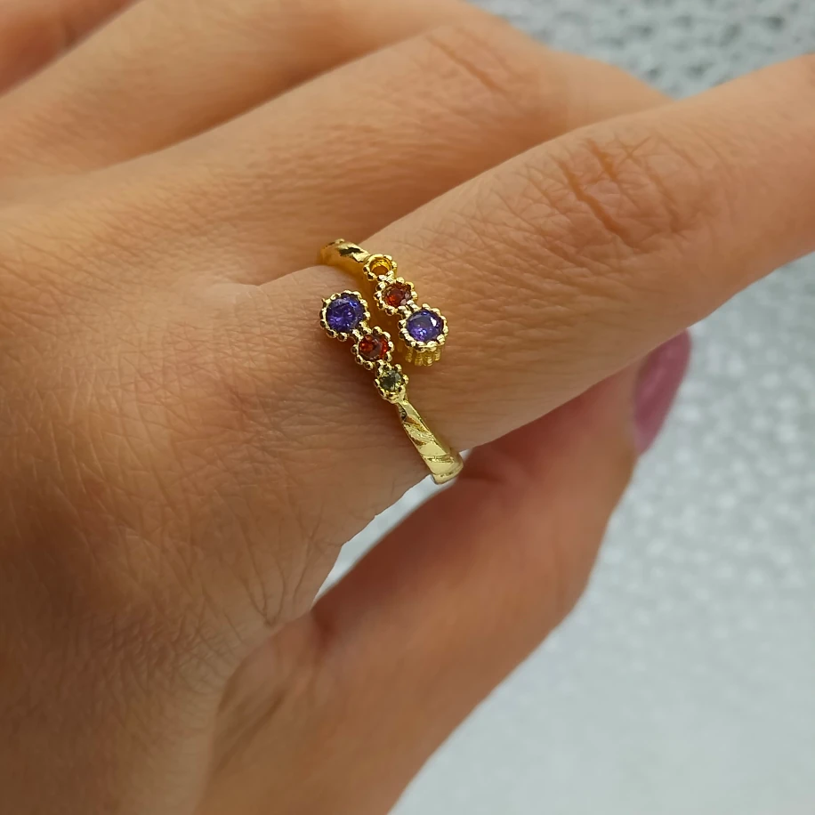 Gold Renkli Zirkon Taşlı Yüzük image