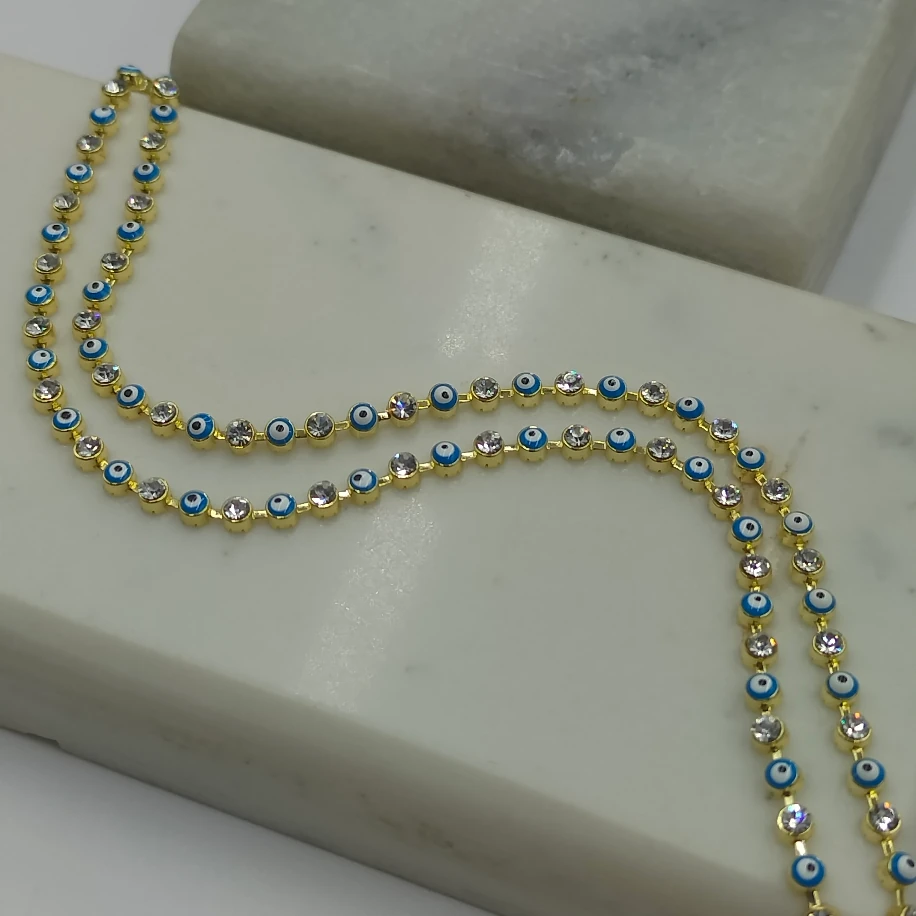 Gold Çift Sıra Nazar Bileklik