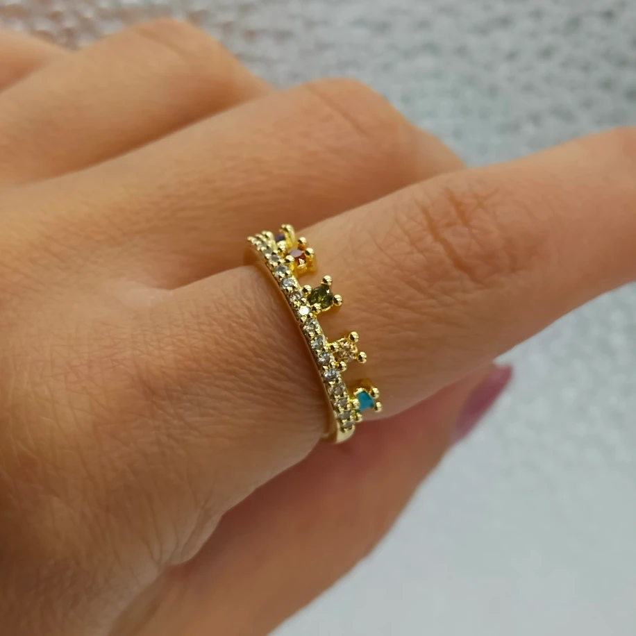 Gold Renkli Zirkon Taşlı Yüzük image