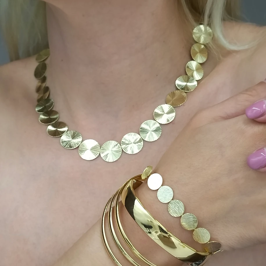 Gold Plaka Kolye Bileklik Kombin image