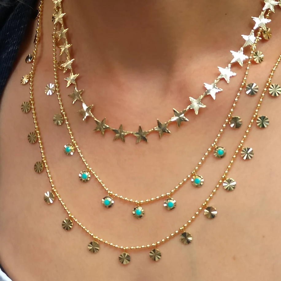 Gold Pullu Lazer Kesim Kolye Küpe Takım