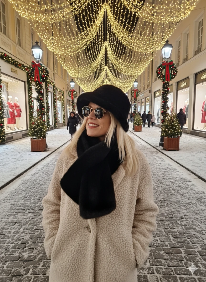 Siyah Peluş Çapka Atkı Seti  image