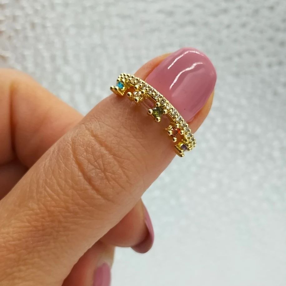 Gold Renkli Zirkon Taşlı Yüzük