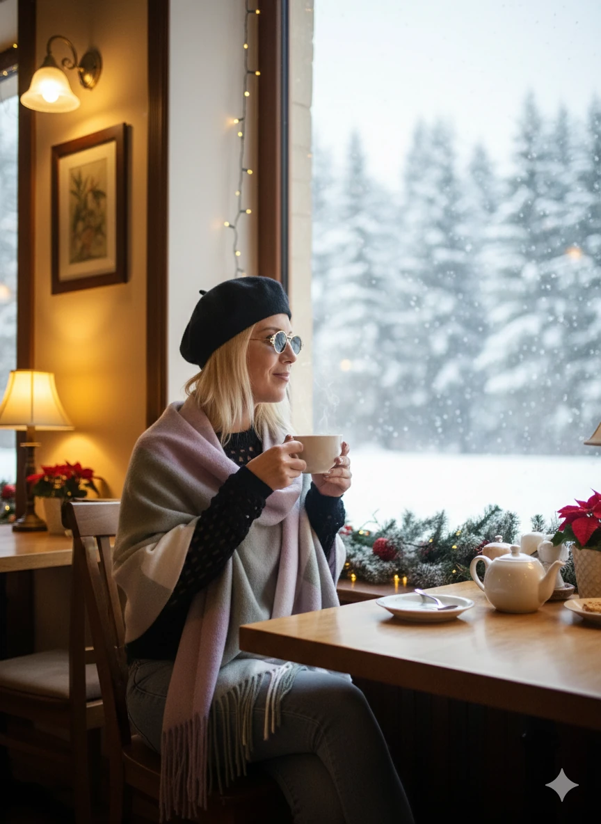 Lila Yeşil Pofuduk Şal 