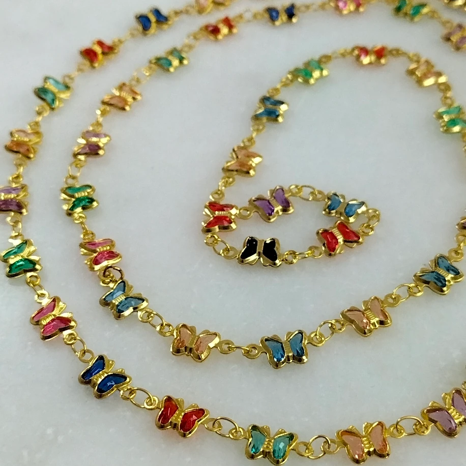 Gold Kelebekli Y Kolye