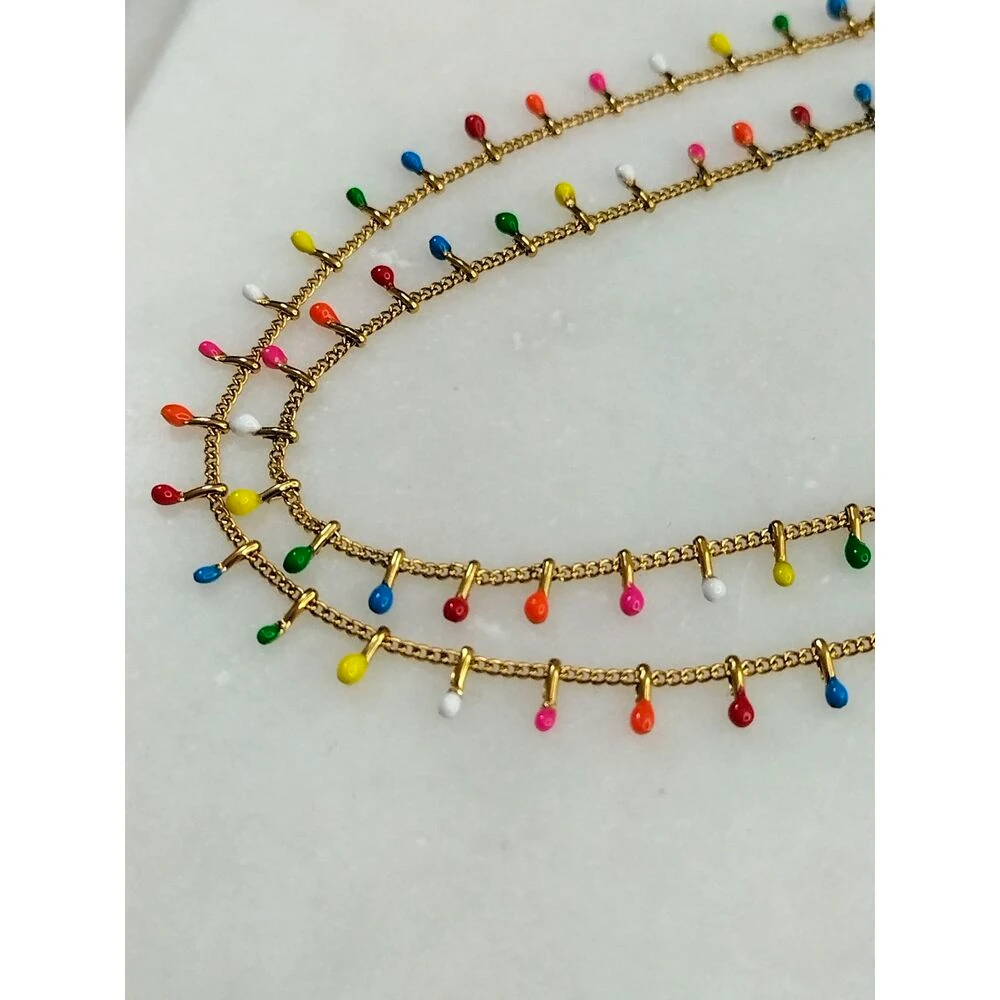 Gold Çelik Renkli Kolye Halhal Takım image