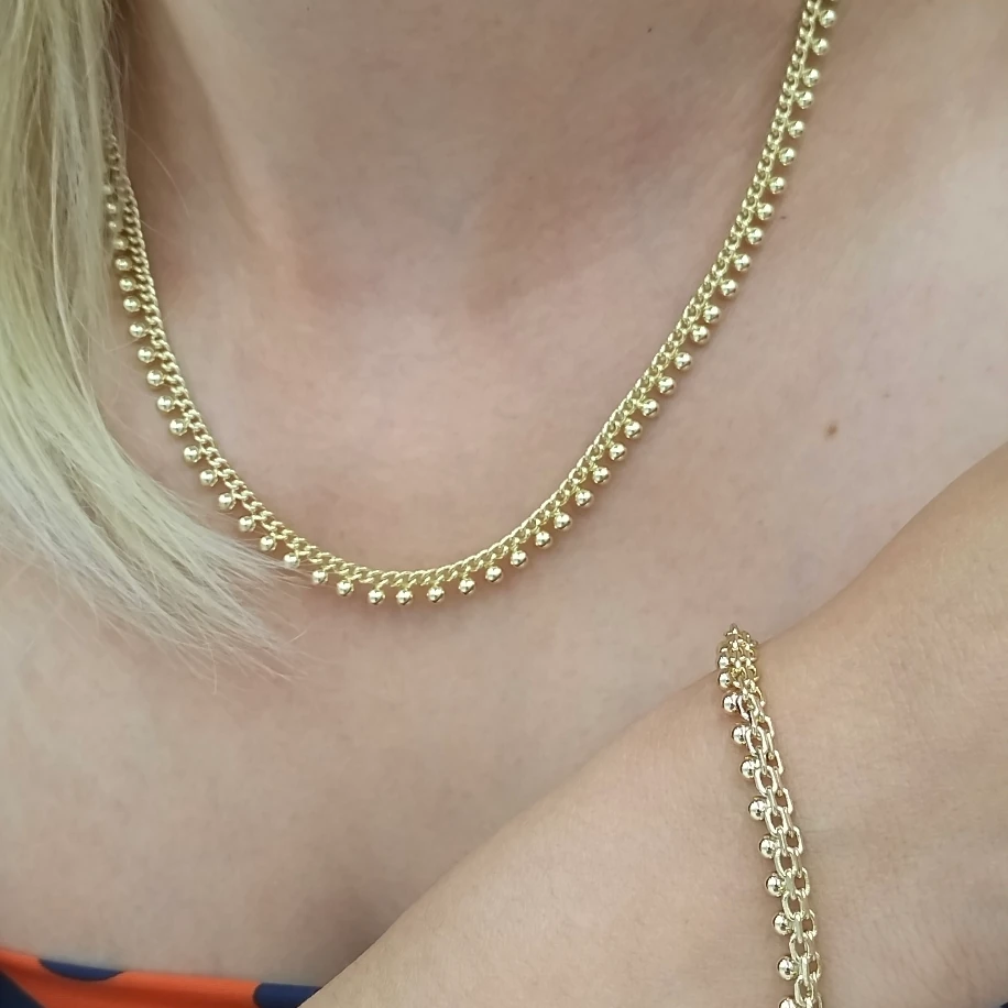 Gold Topçuklu Kolye Bileklik Takım image