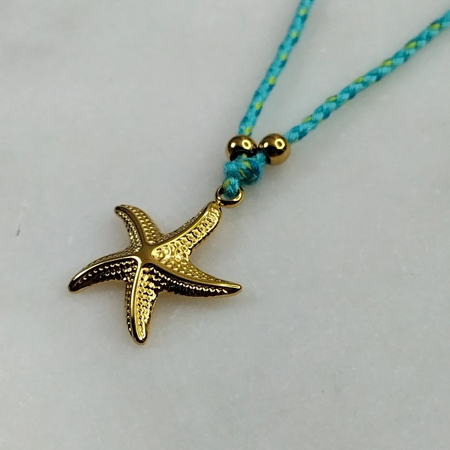 Gold Çelik Örme İp Deniz Yıldızı Kolye