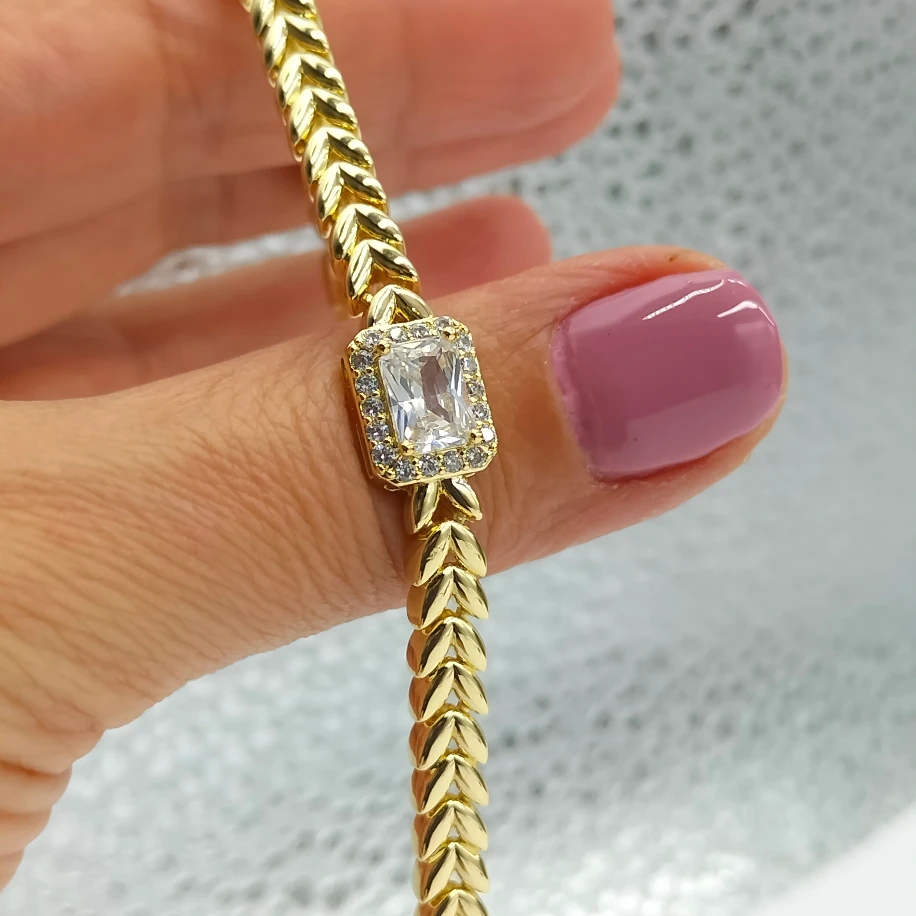 Gold Baget Taşlı Bileklik